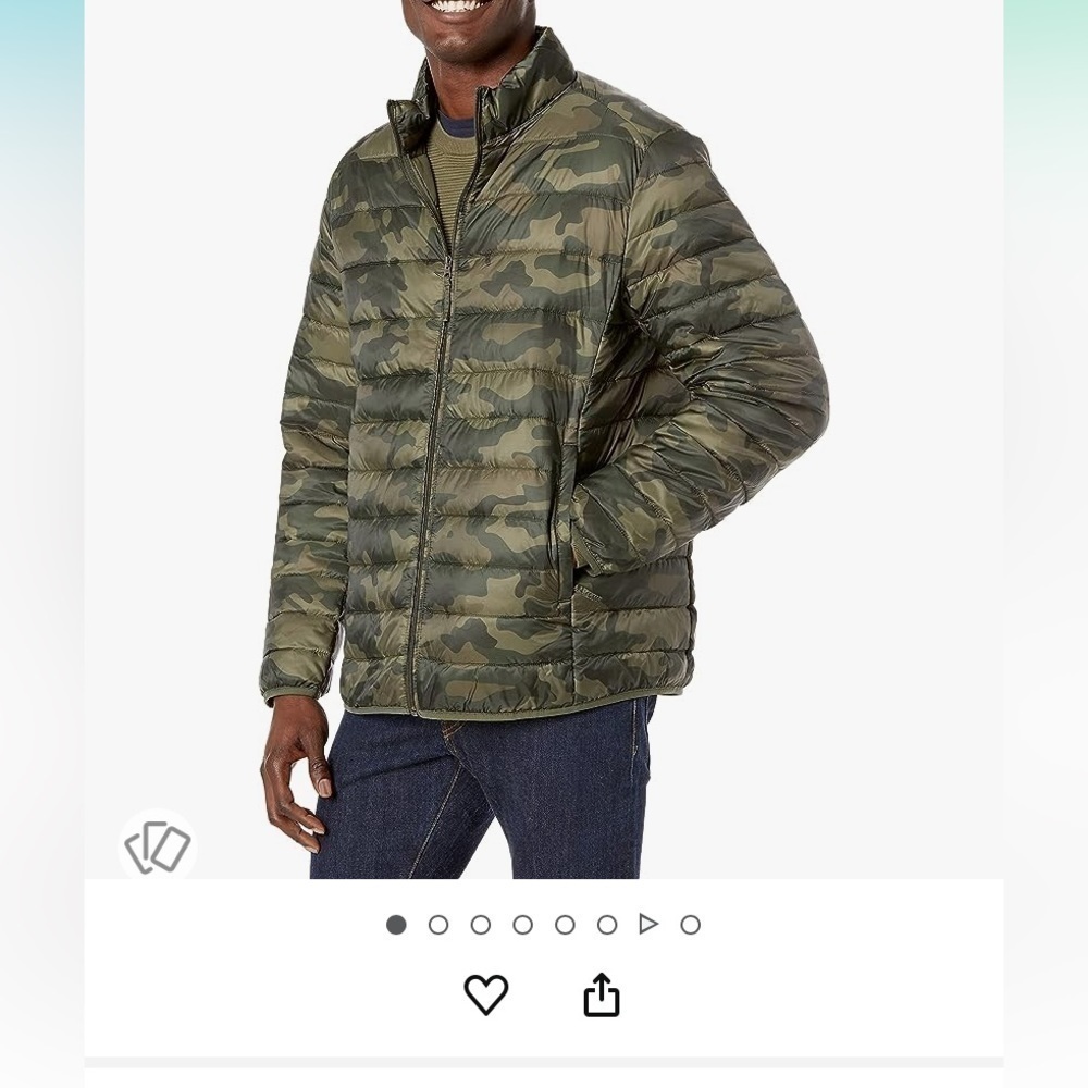 Amazon Essential Camo Puffer Jacket, M